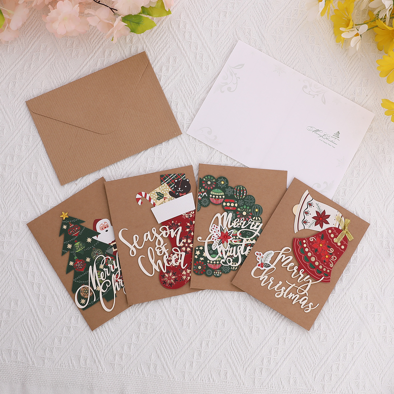 Interactive Magical Snowman Christmas Tree Jesus Santa Claus Religious Kraft Paper Pop Up 3d Paper Christmas Greeting Card