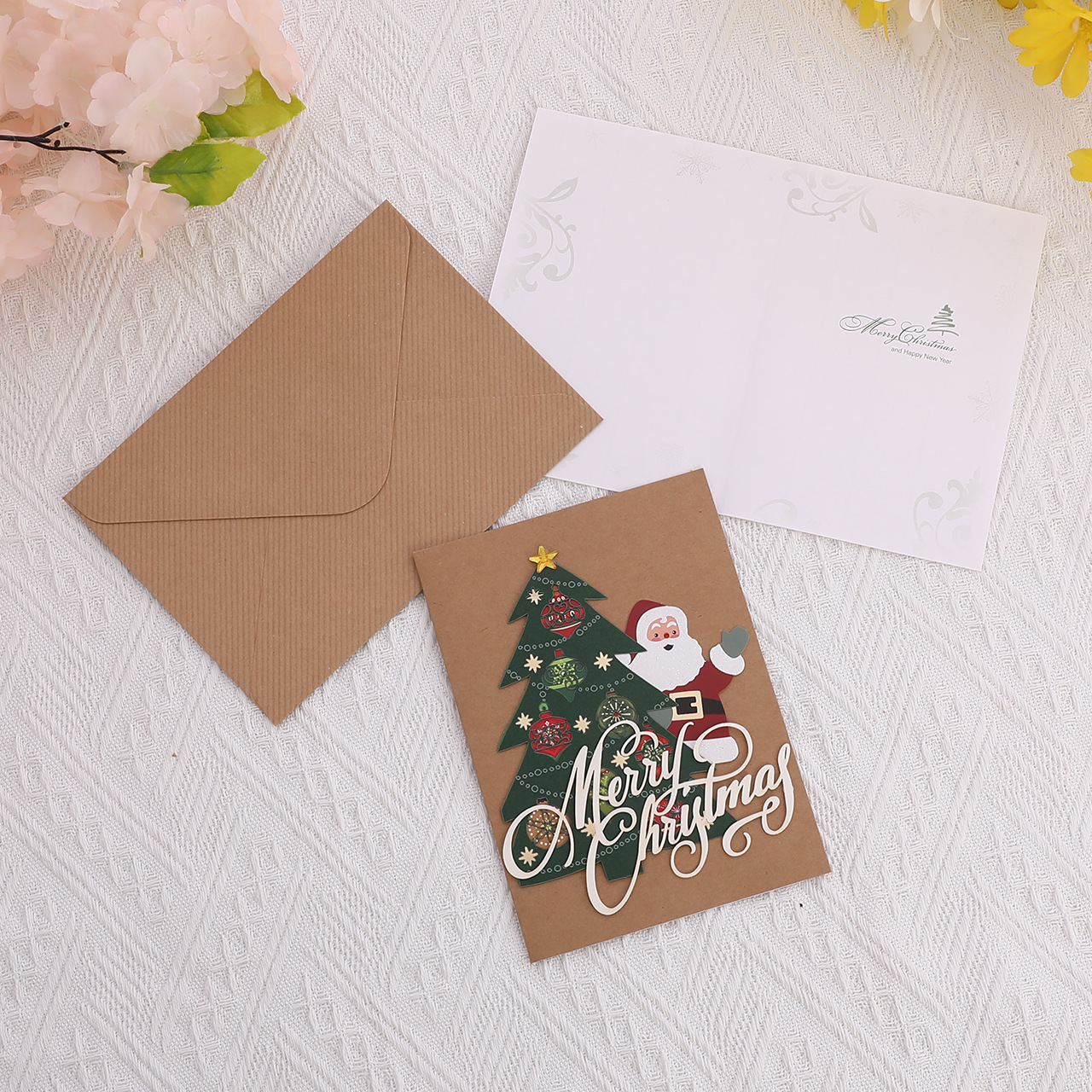 Interactive Magical Snowman Christmas Tree Jesus Santa Claus Religious Kraft Paper Pop Up 3d Paper Christmas Greeting Card