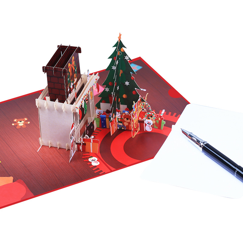 Interactive Magical Snowman Saint Nicholas Christmas Tree Jesus Santa Claus Religious Pop Up 3d Paper Christmas Greeting Card
