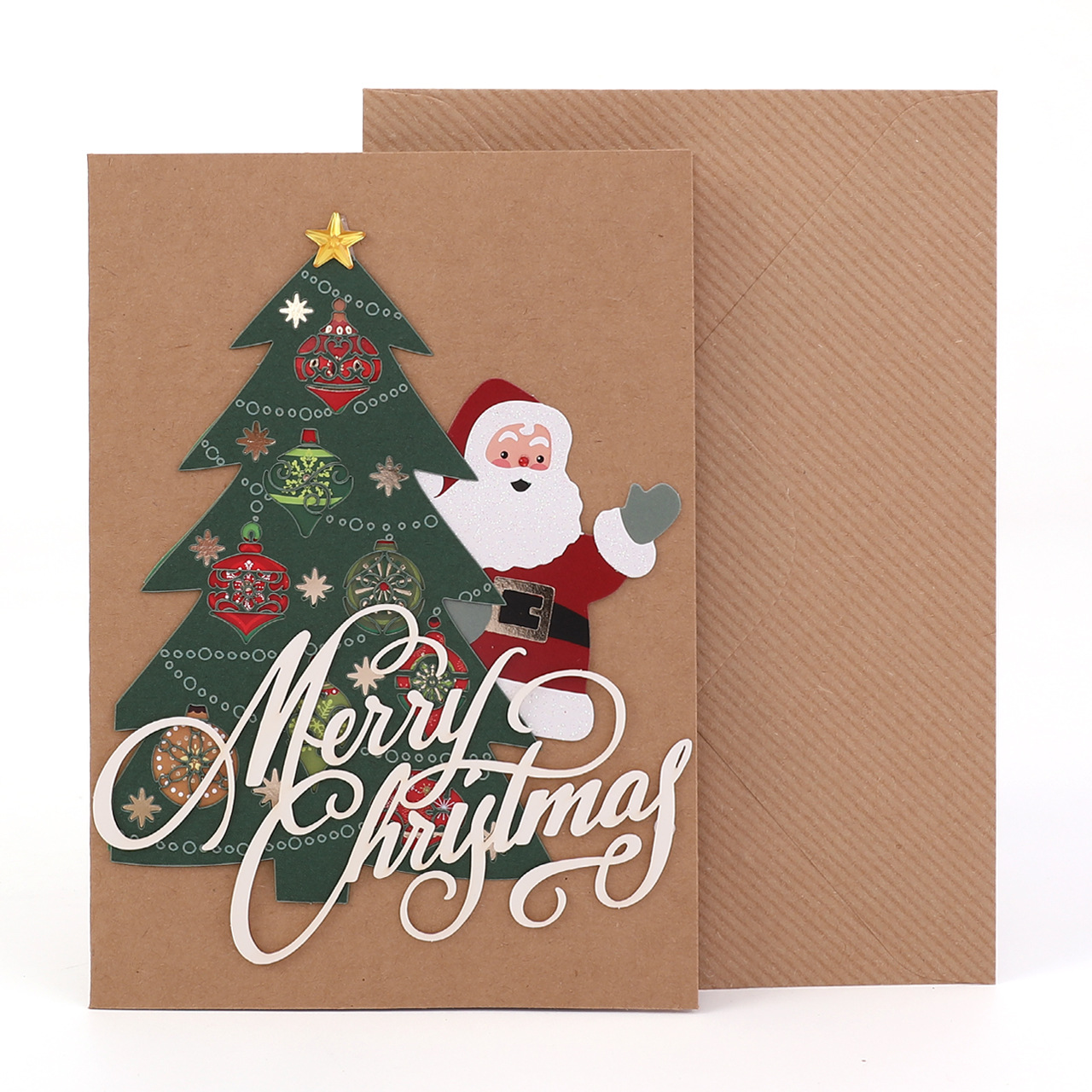 Interactive Magical Snowman Christmas Tree Jesus Santa Claus Religious Kraft Paper Pop Up 3d Paper Christmas Greeting Card