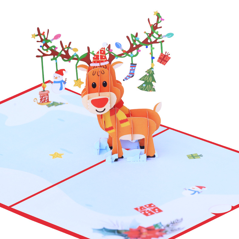 Interactive Magical Snowman Cute Reindeer Christmas Tree Santa Claus Pop Up 3d Paper Christmas Greeting Card