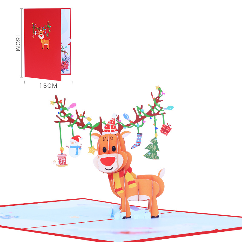Interactive Magical Snowman Cute Reindeer Christmas Tree Santa Claus Pop Up 3d Paper Christmas Greeting Card