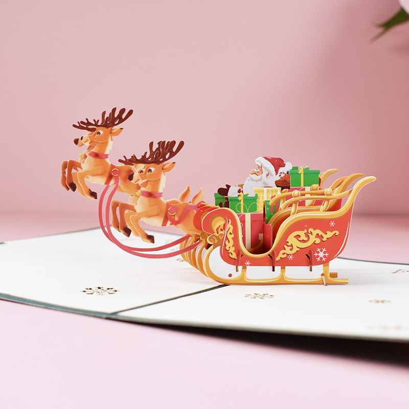 Interactive Magical Snowman Santa Tree & Reindeer Christmas Tree Santa Claus Pop Up 3d Paper Christmas Greeting Card