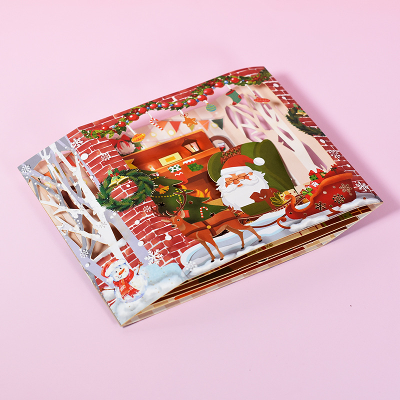 3D Pop-Up Christmas Card with Santa’s Sleigh and Reindeer – Holiday Greeting Gift Card