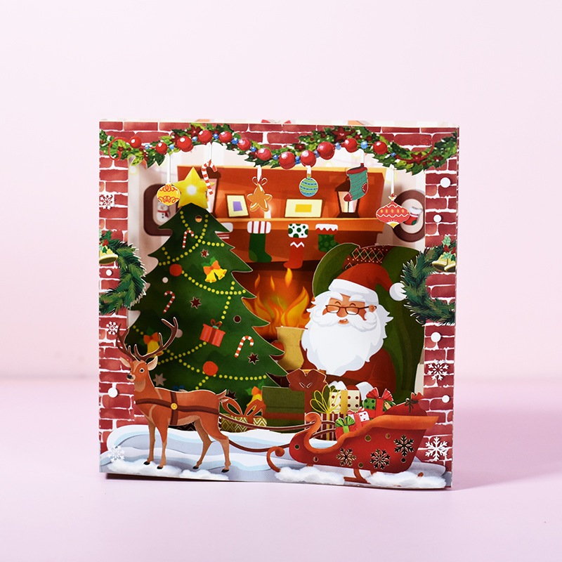 3D Pop-Up Christmas Card with Santa’s Sleigh and Reindeer – Holiday Greeting Gift Card