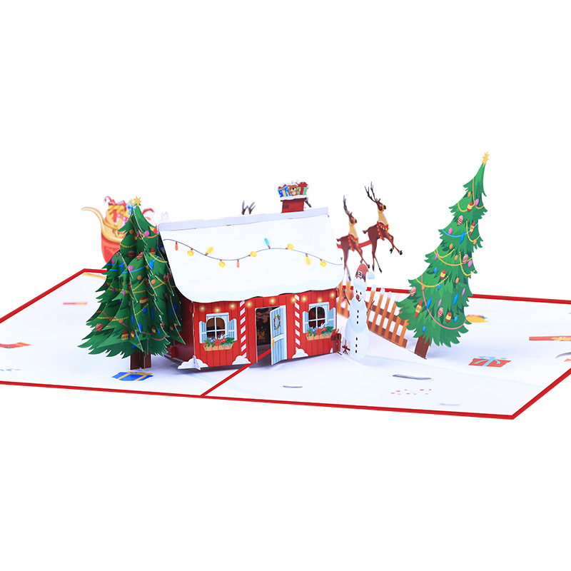 Interactive Magical  Sing Snowman Xmas Tree Jesus Santa Claus Religious Pop Up 3d Paper Christmas Greeting Card