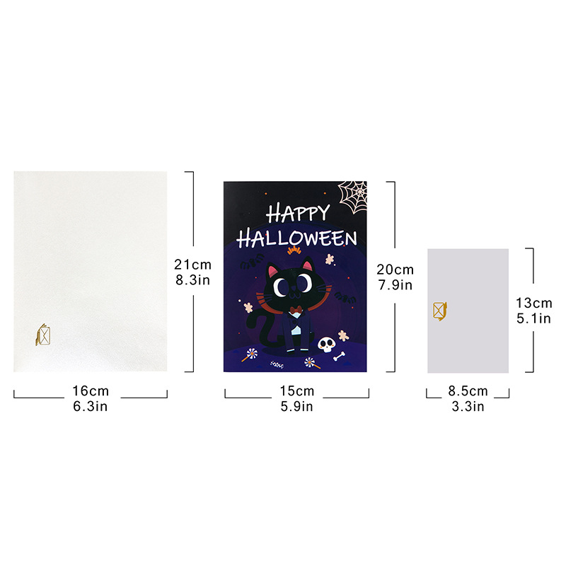 interactive terrifying spooky haunted with Black cat  house sinister witch ghost pumpkin pop up 3d paper halloween greeting card