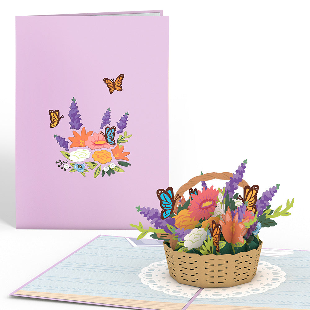 Flower Basket Pop-Up 3D Pop-Up Greeting Card