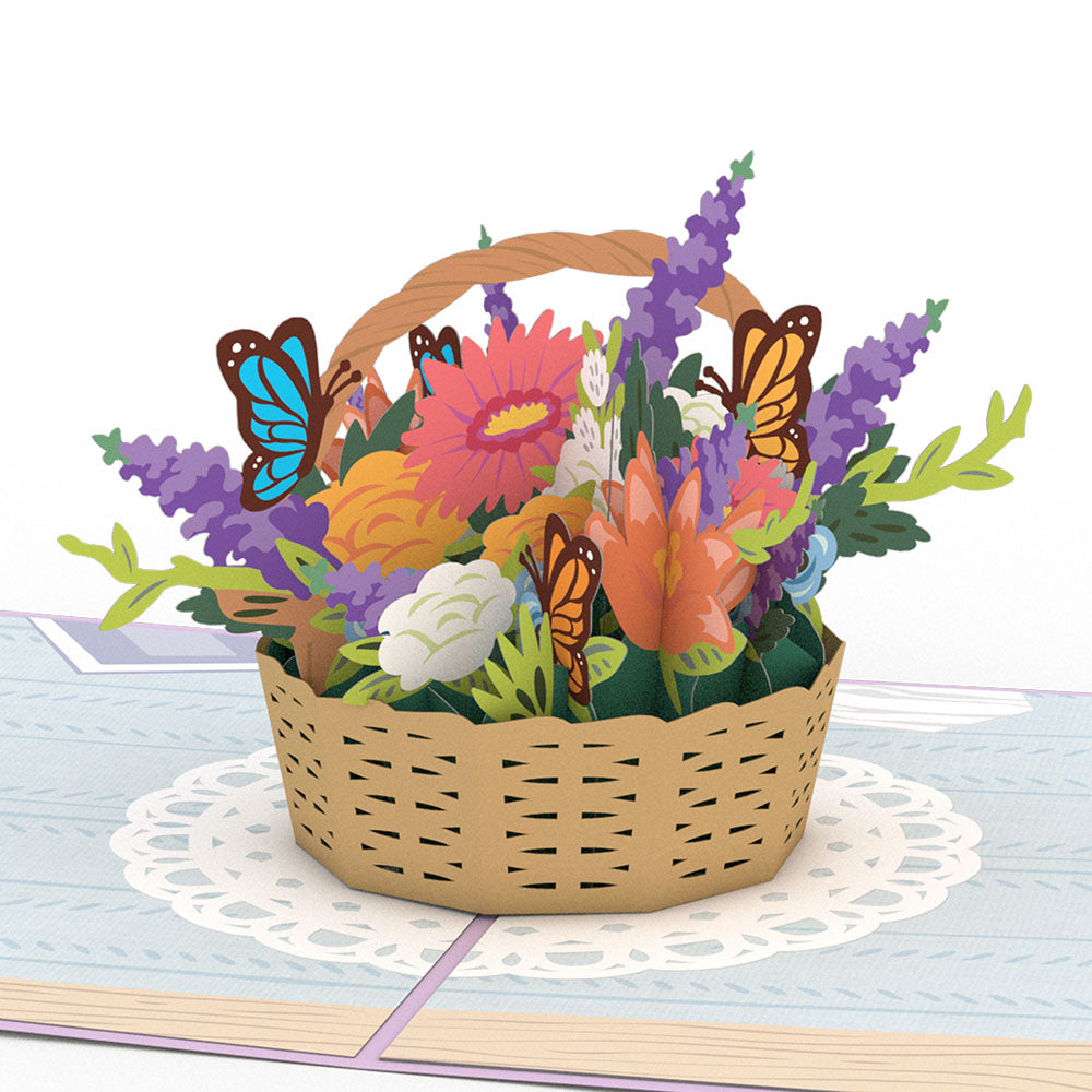 Flower Basket Pop-Up 3D Pop-Up Greeting Card