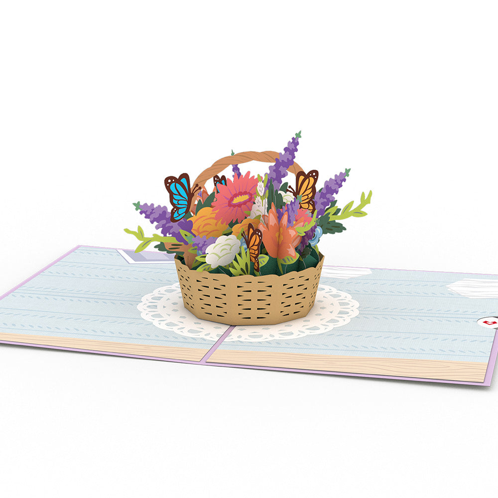 Flower Basket Pop-Up 3D Pop-Up Greeting Card