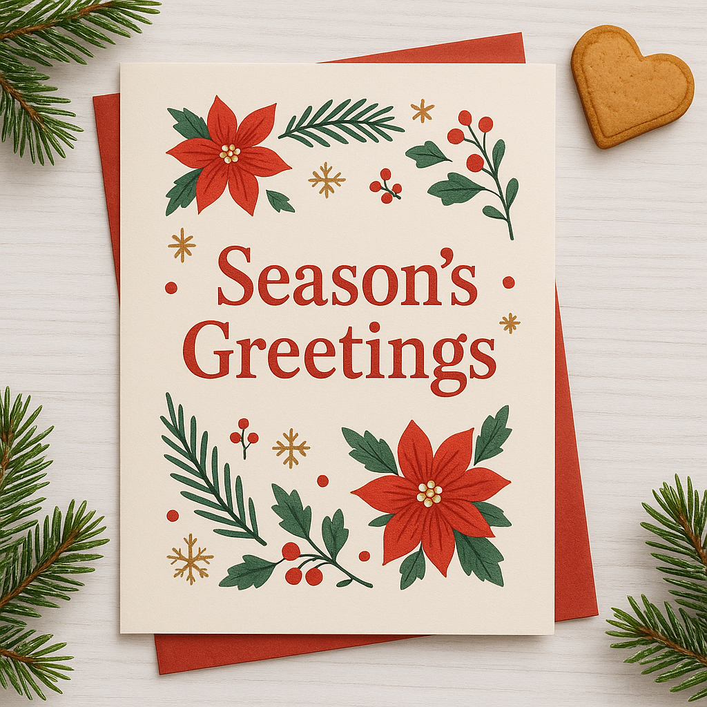 Custom Handcrafted 400gsm Christmas Greeting Card Holiday Card with Nature Motifs