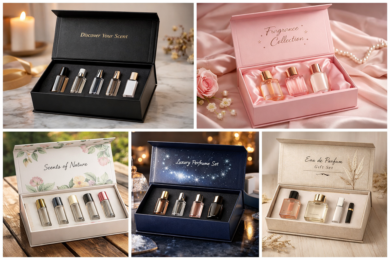 Europe style Luxury Custom Perfume Fragrance Bottles Magnetic Closure Rigid Paper Gift Box – Foldable Cardboard Packaging for Perfume Sets