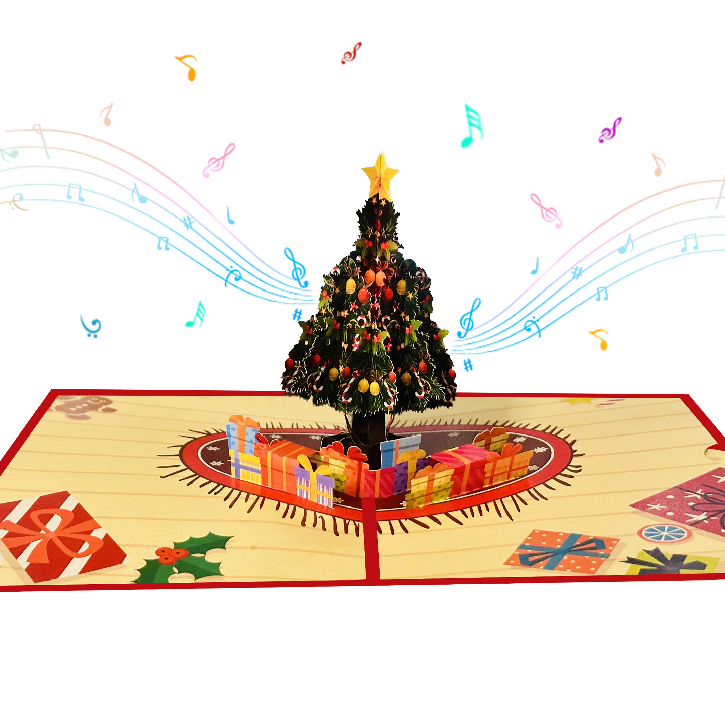 Interactive Magical Snowman Decorated Christmas Tree Santa Claus Holiday Paper Craft Pop Up 3d Paper Christmas Greeting Card