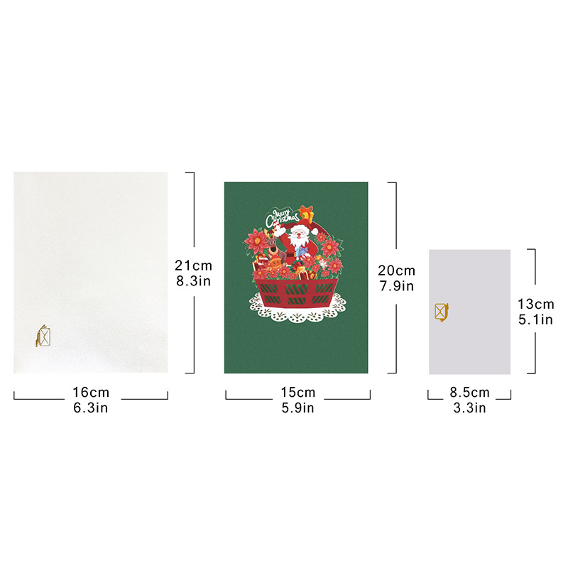 Interactive Magical Snowman Christmas Tree Santa Basket Religious Pop Up 3d Paper Christmas Greeting Card