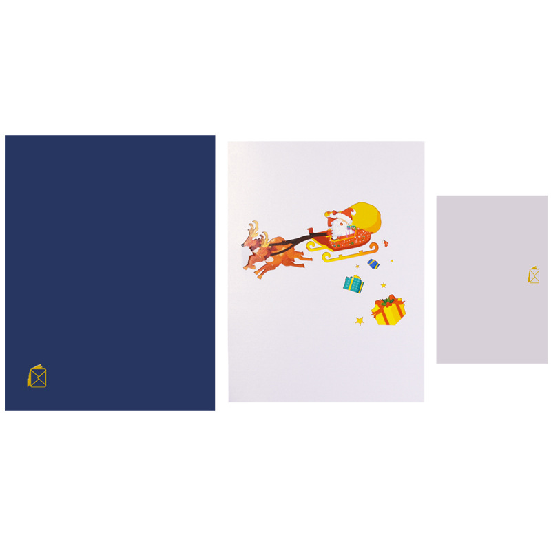 Interactive Magical Snowman Christmas Santa Sleigh Religious Pop Up 3d Paper Christmas Greeting Card