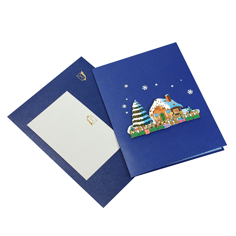 Interactive Magical Snowman Christmas Tree Jesus Santa Claus House Religious Pop Up 3d Paper Christmas Greeting Card