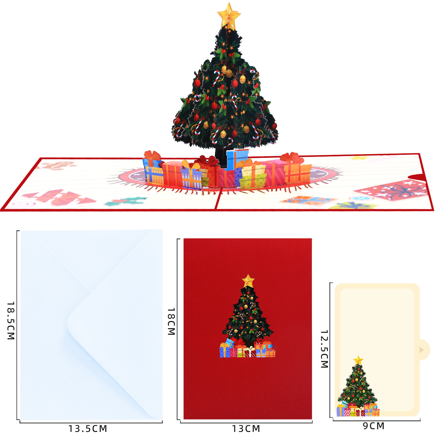 Interactive Magical Snowman Christmas Tree gift box Jesus Santa Claus Religious Pop Up 3d Paper Christmas Greeting Card