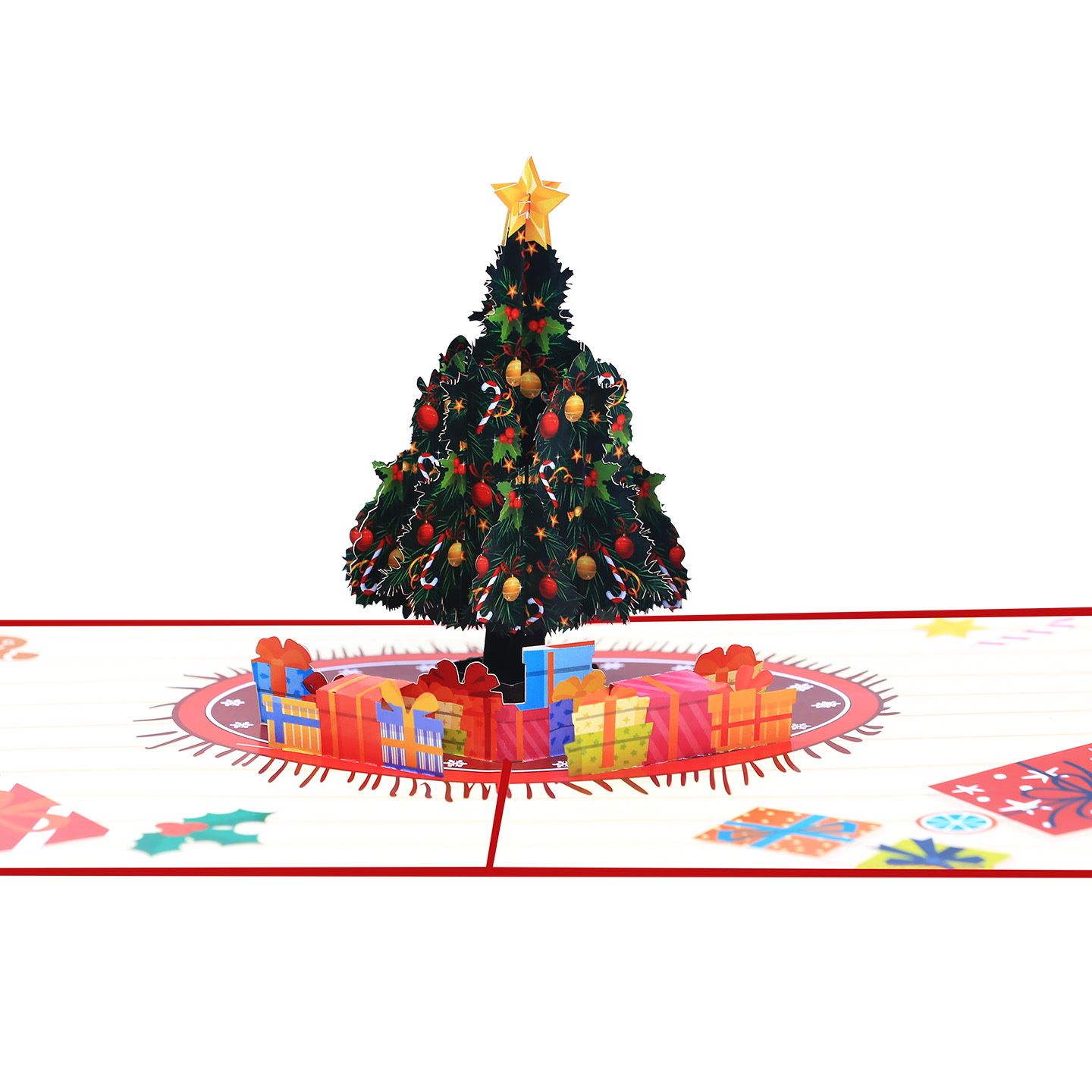 Interactive Magical Snowman Christmas Tree gift box Jesus Santa Claus Religious Pop Up 3d Paper Christmas Greeting Card