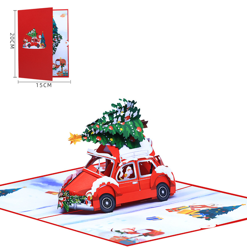 Interactive Magical blue star Snowman Christmas Tree Jesus Santa Claus Religious Pop Up 3d Paper Christmas Greeting Card