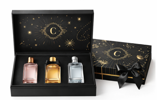 Black Luxury Custom Perfume Fragrance Bottles Packing Foldable Magnetic Cardboard Closure  Flat Rigid Perfume Paper box