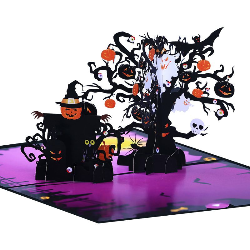 Halloween Pumpkin Cartoon spooky musical light-up pop up 3d paper halloween greeting card