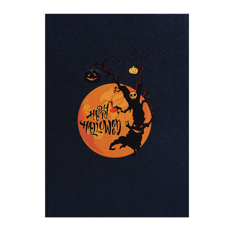 Halloween Pumpkin Cartoon spooky musical light-up pop up 3d paper halloween greeting card