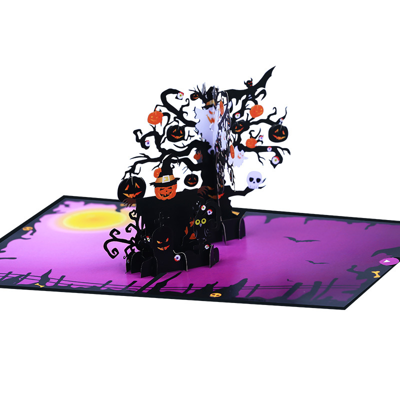 Halloween Pumpkin Cartoon spooky musical light-up pop up 3d paper halloween greeting card