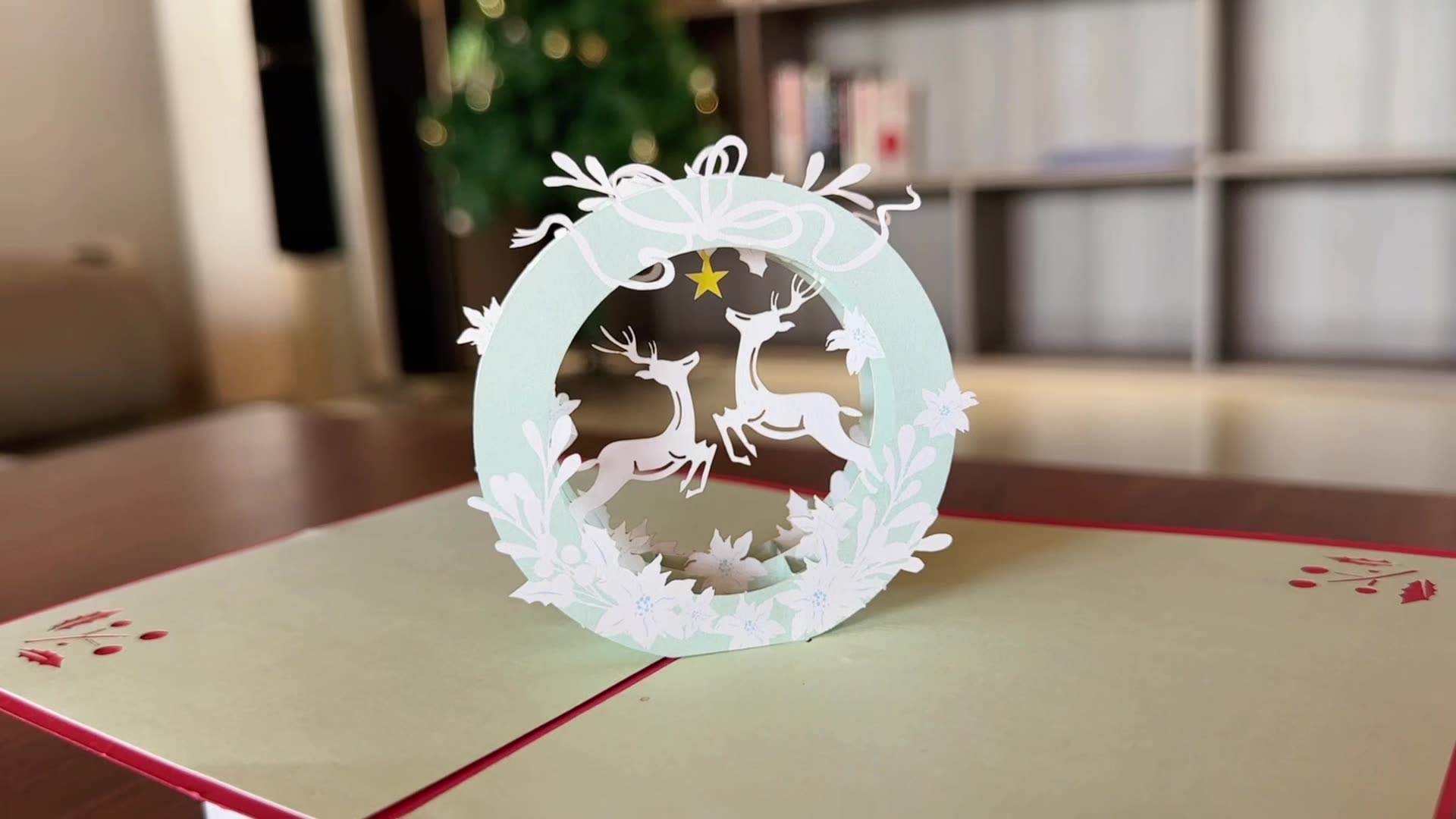 Interactive Magical Snowman Reindeer Christmas Tree Jesus Santa Claus Religious Pop Up 3d Paper Christmas Greeting Card