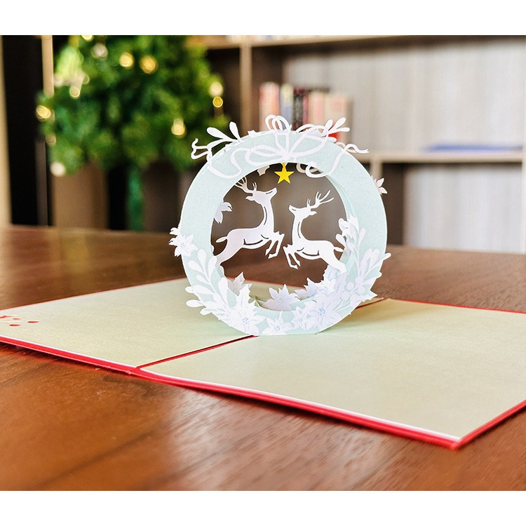 Interactive Magical Snowman Reindeer Christmas Tree Jesus Santa Claus Religious Pop Up 3d Paper Christmas Greeting Card