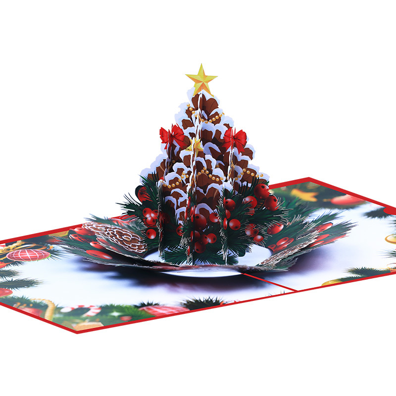 Interactive Magical Snowman Christmas Tree Decorative Lucky Stars Jesus Santa Claus Religious Pop Up 3d Paper Christmas Greeting Card