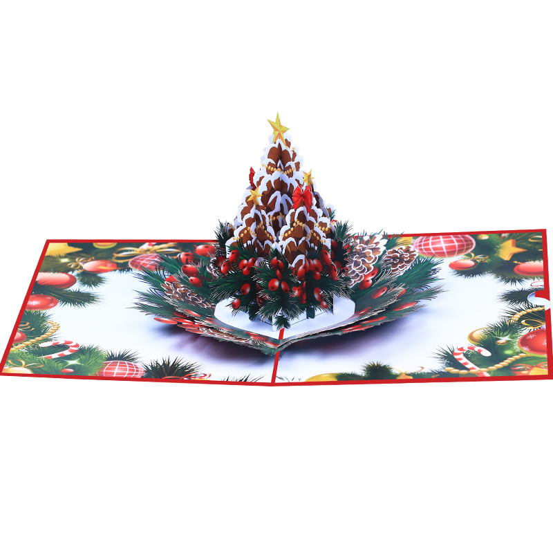 Interactive Magical Snowman Christmas Tree Decorative Lucky Stars Jesus Santa Claus Religious Pop Up 3d Paper Christmas Greeting Card