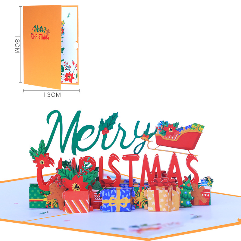 Interactive Magical Snowman Sledge Christmas Tree Jesus Santa Claus Religious Pop Up 3d Paper Christmas Greeting Card