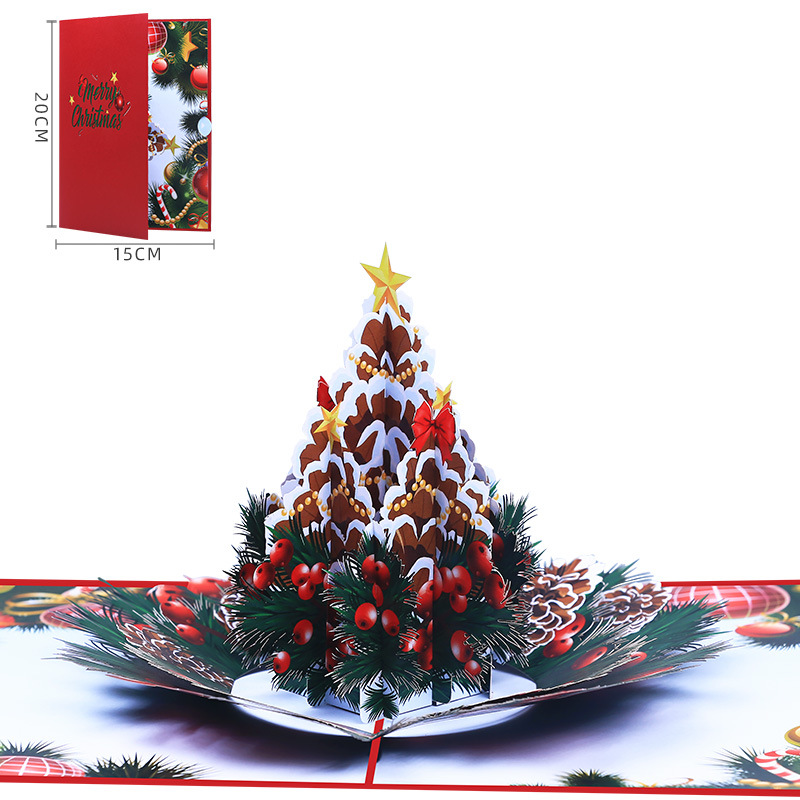 Interactive Magical Snowman Christmas Tree Decorative Lucky Stars Jesus Santa Claus Religious Pop Up 3d Paper Christmas Greeting Card