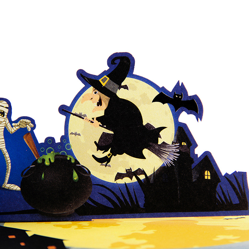 interactive haunted witch ghost halloween party pumpkin pop up 3d paper halloween greeting card