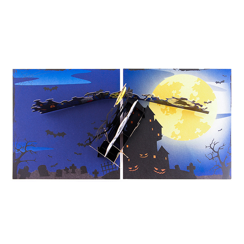 interactive haunted witch ghost halloween party pumpkin pop up 3d paper halloween greeting card