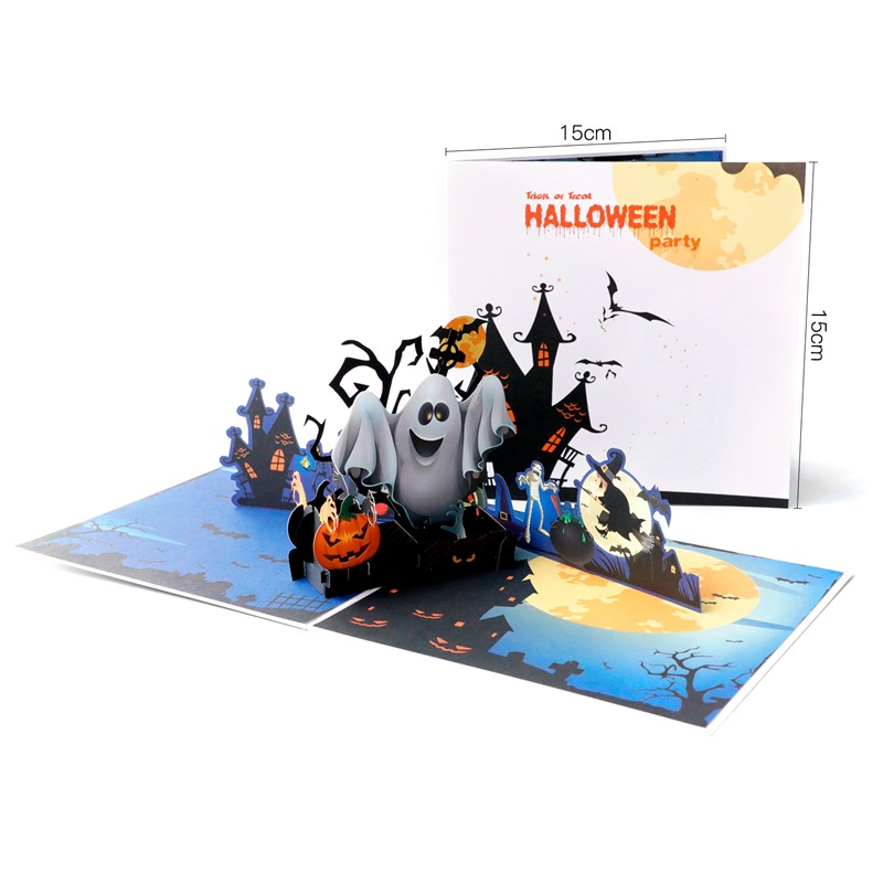 interactive haunted witch ghost halloween party pumpkin pop up 3d paper halloween greeting card