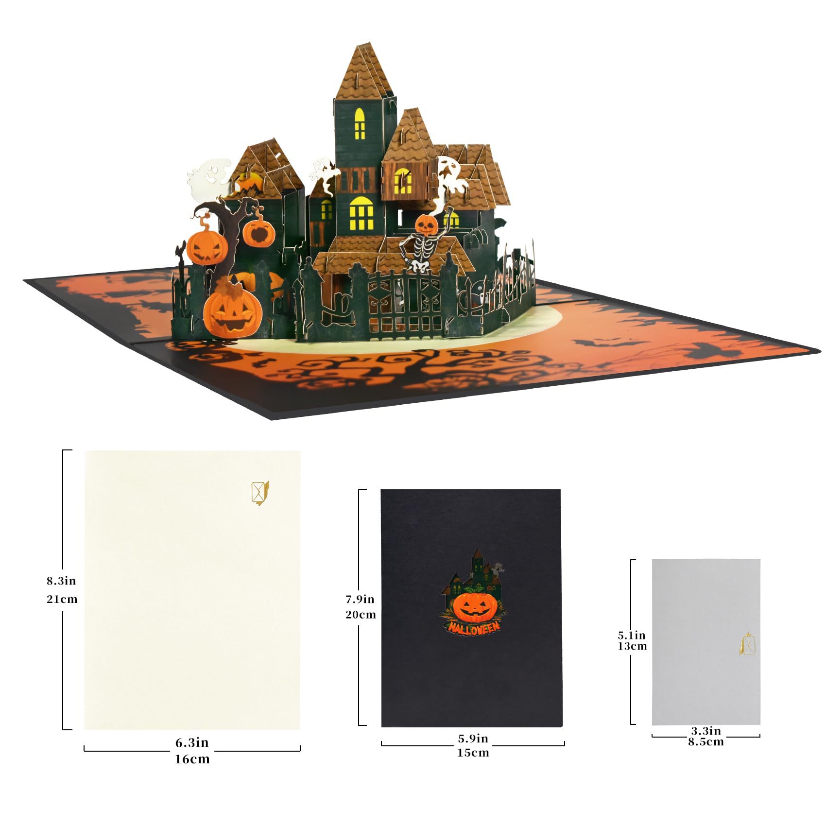 interactive spooky haunted house witch ghost glitter pumpkin pop up 3d paper halloween greeting card