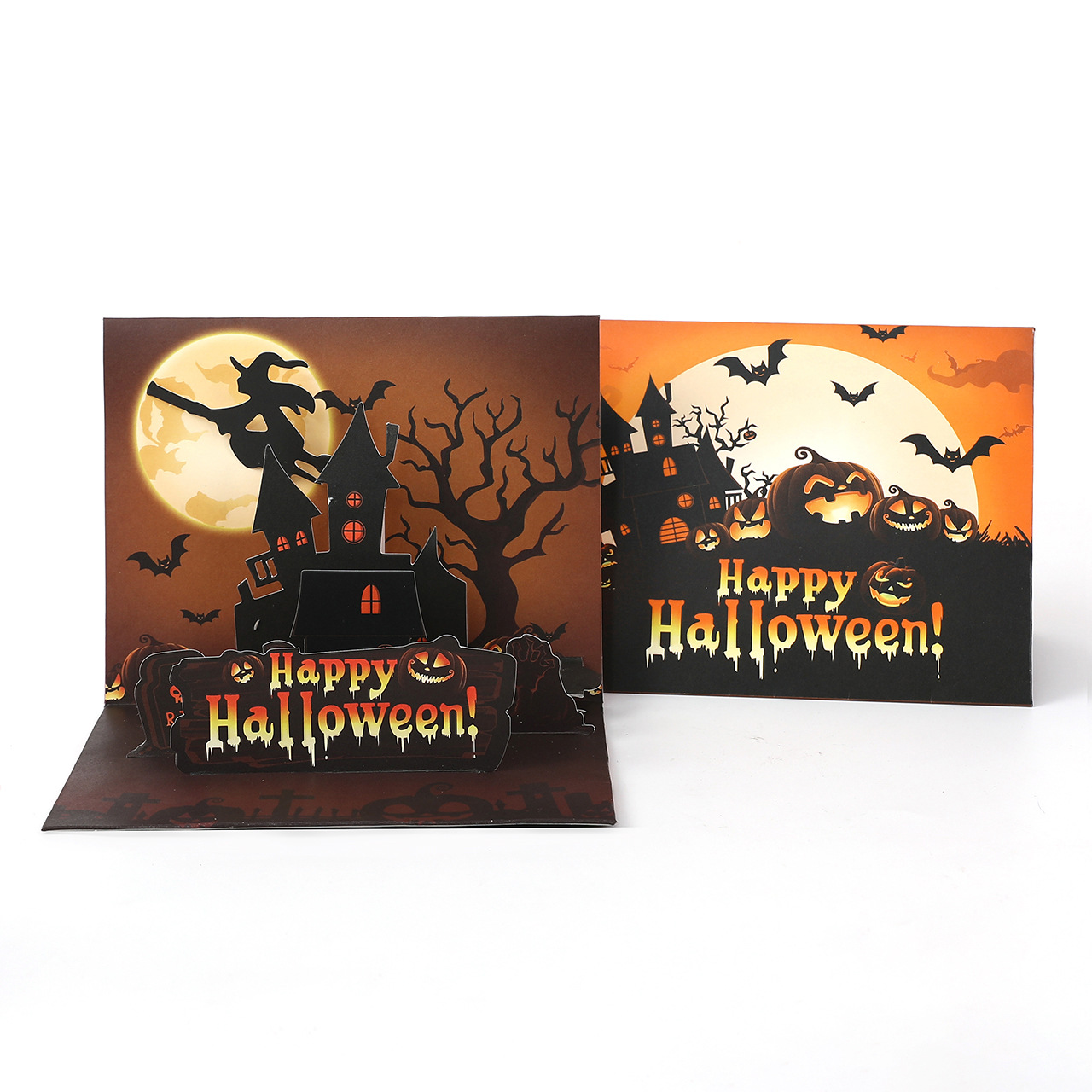 interactive spooky haunted house bat witch ghost pumpkin pop up 3d paper halloween greeting card