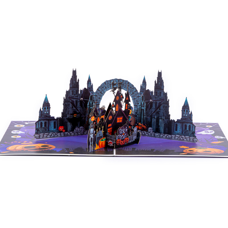 creepy cute interactive spooky haunted house witch ghost pumpkin pop up 3d paper halloween greeting card