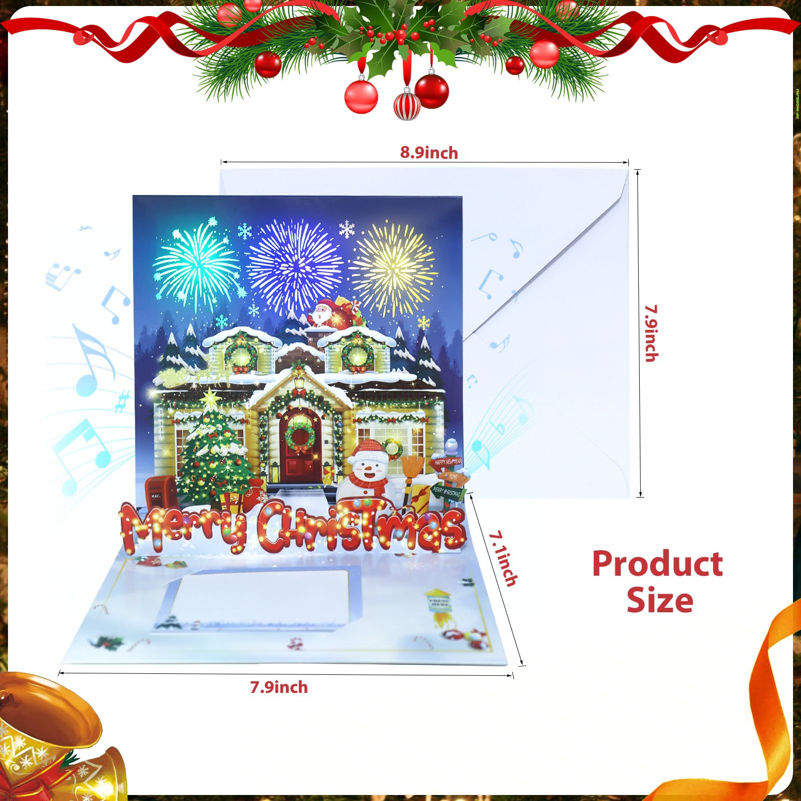 Interactive Magical Snowman Christmas Tree With Music And Decoration Jesus Santa Claus Religious Pop Up 3d Paper Christmas Greeting Card
