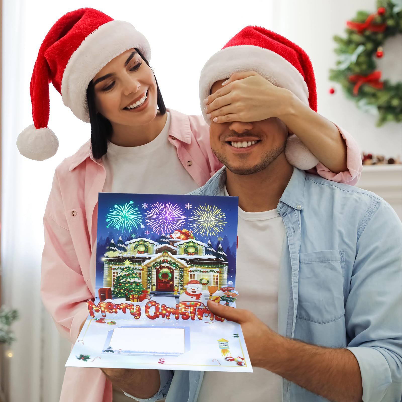 Interactive Magical Snowman Christmas Tree With Music And Decoration Jesus Santa Claus Religious Pop Up 3d Paper Christmas Greeting Card