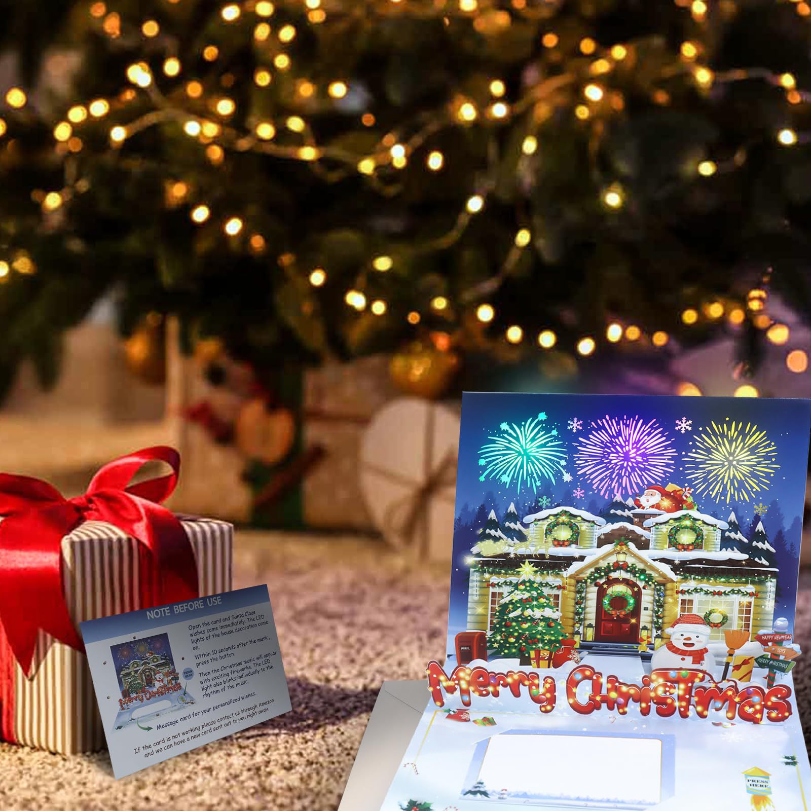 Interactive Magical Snowman Christmas Tree With Music And Decoration Jesus Santa Claus Religious Pop Up 3d Paper Christmas Greeting Card