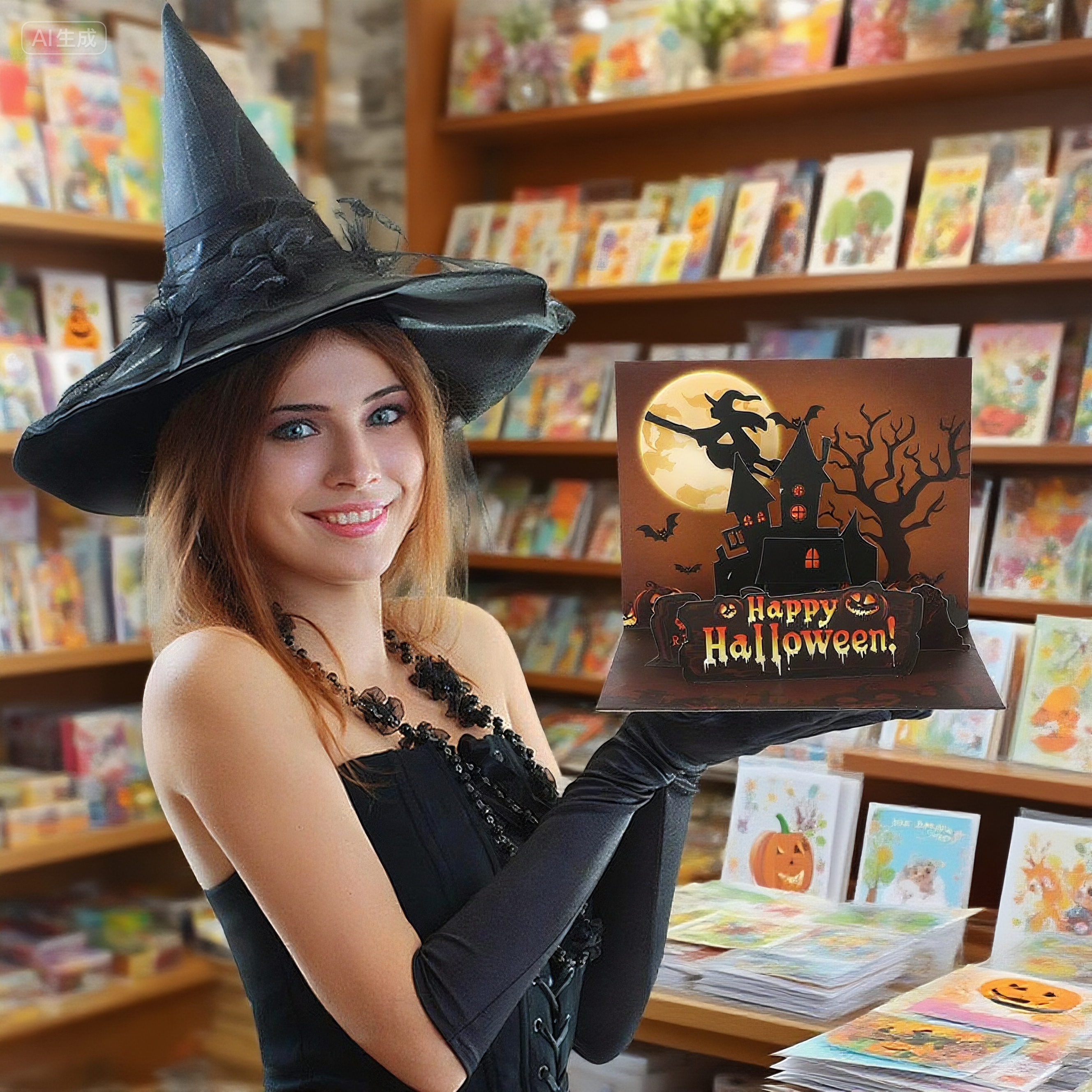 interactive spooky haunted house witch ghost stunning pumpkin pop up 3d paper halloween greeting card