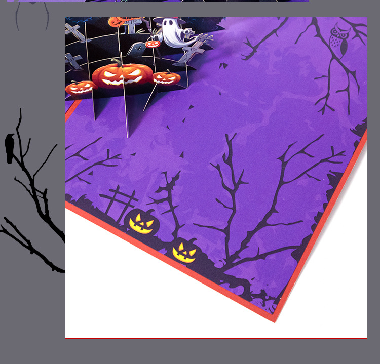 interactive spooky haunted house graveyard scene  witch ghost pumpkin pop up 3d paper halloween greeting card