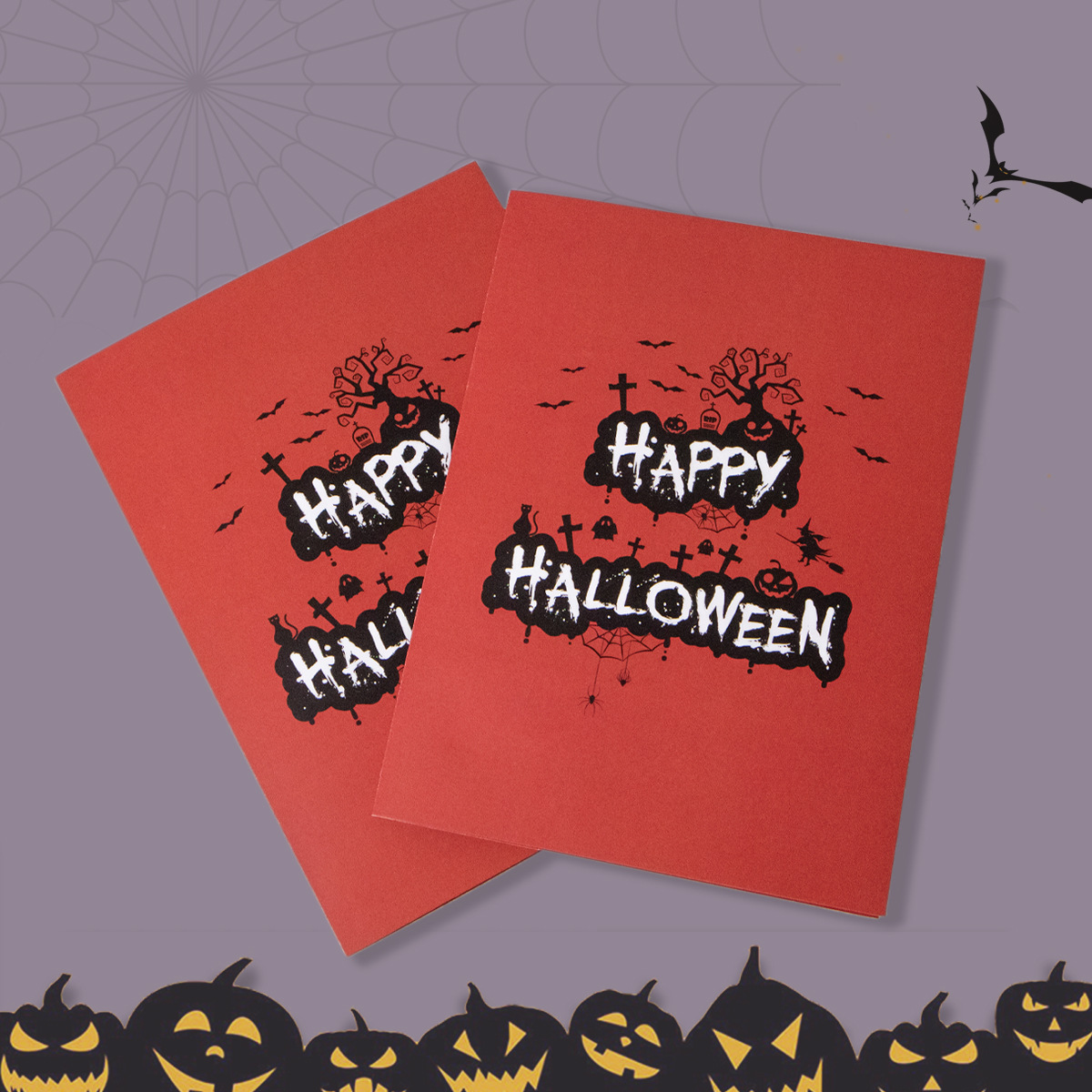 interactive spooky haunted house graveyard scene  witch ghost pumpkin pop up 3d paper halloween greeting card