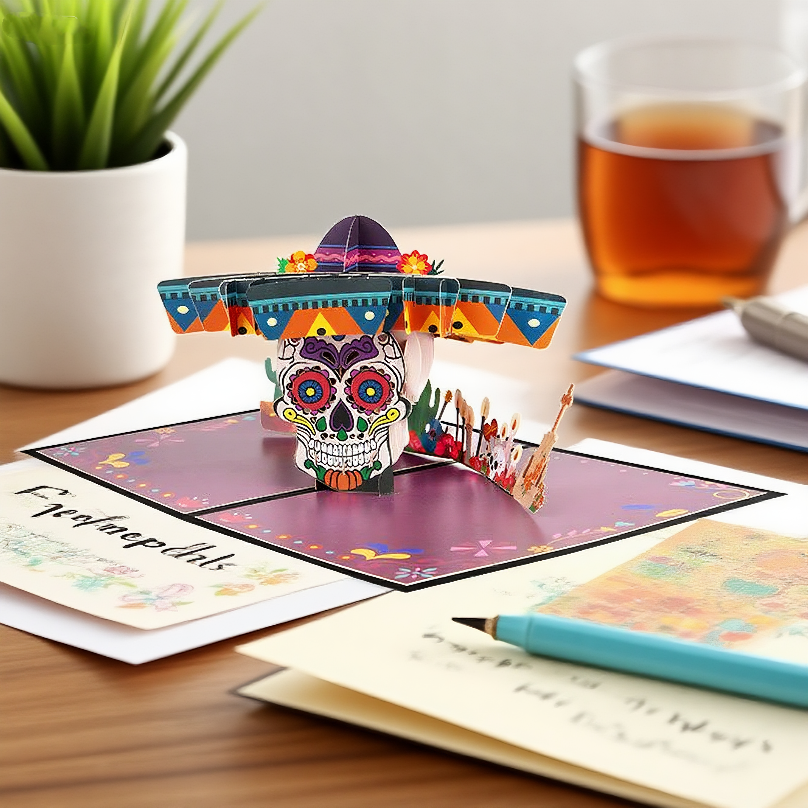 interactive spooky haunted house vibrant witch ghost pumpkin pop up 3d paper halloween greeting card