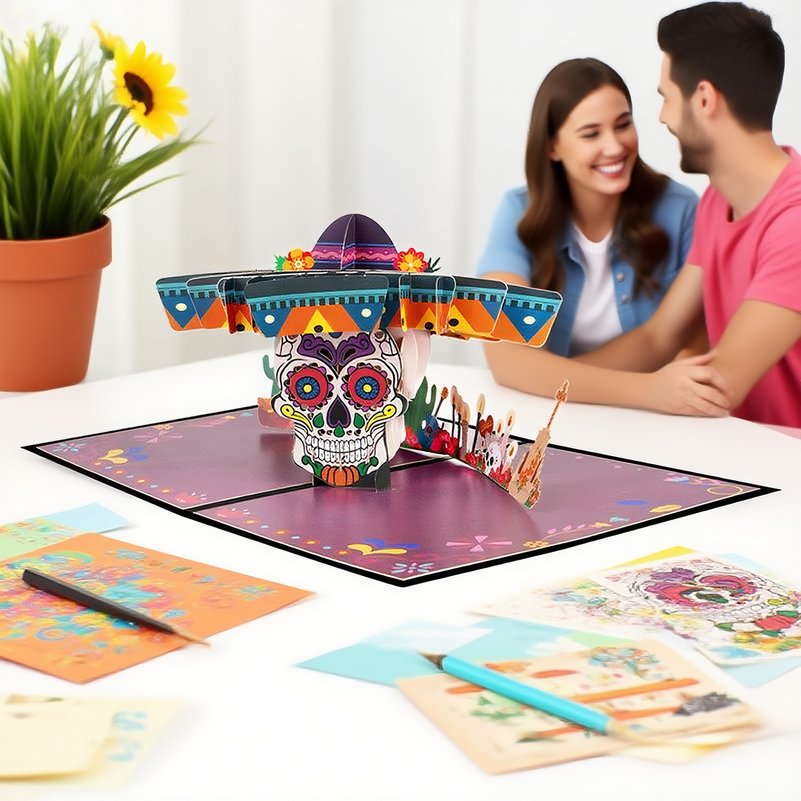 interactive spooky haunted house vibrant witch ghost pumpkin pop up 3d paper halloween greeting card