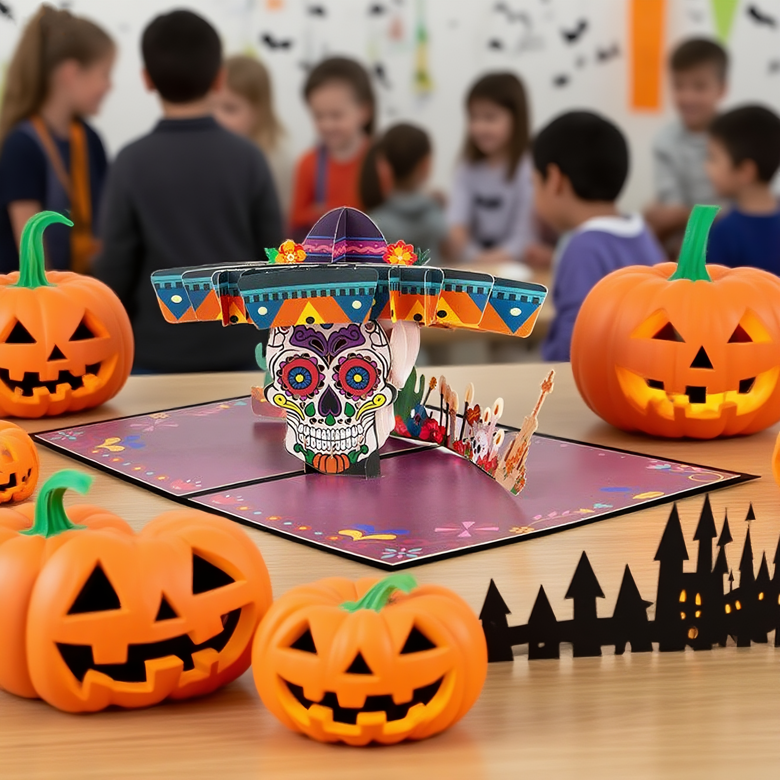 interactive spooky haunted house and exquisite skull pumpkin lanternswitch ghost pumpkin pop up 3d paper halloween greeting card