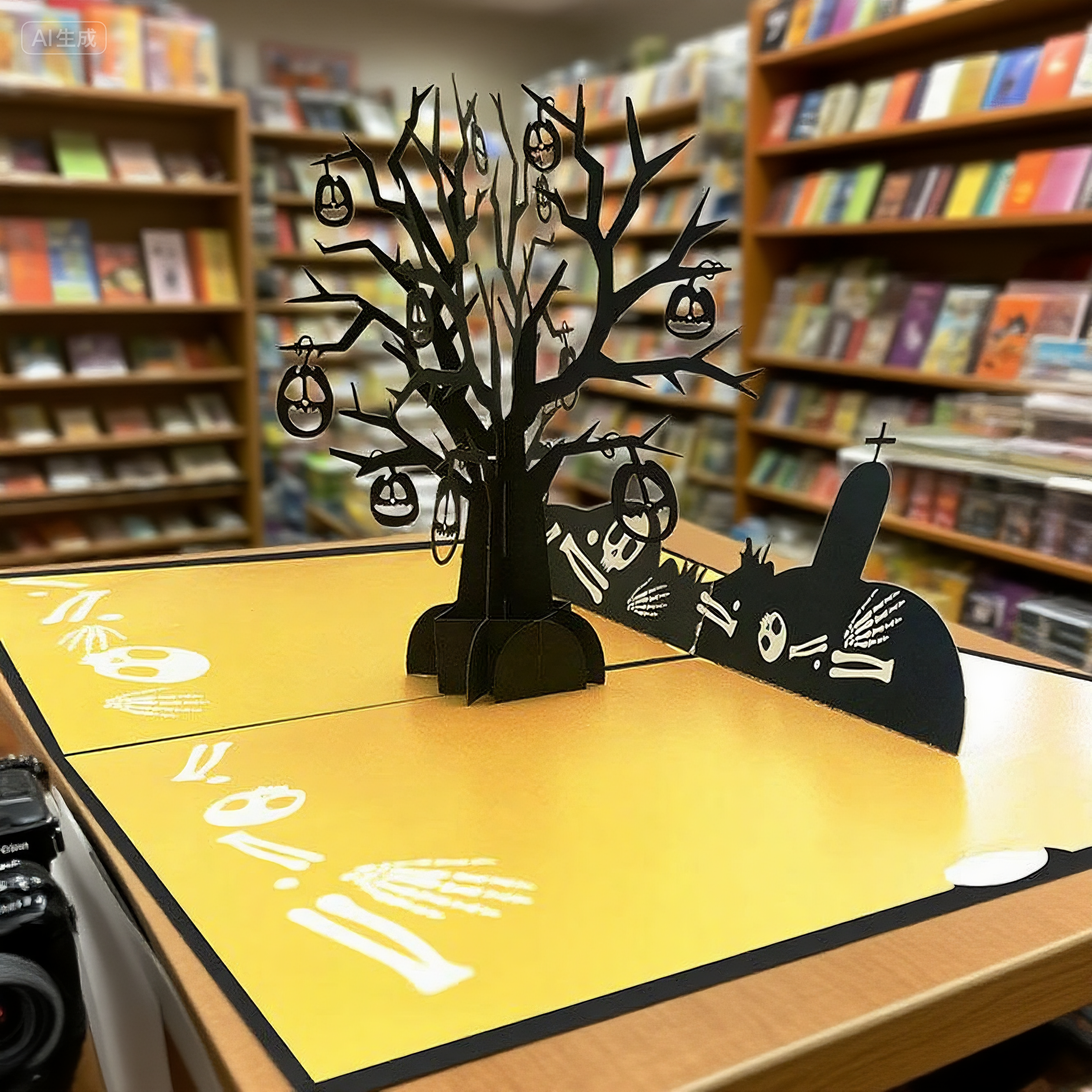 bright moon interactive spooky haunted black invisible house witch ghost pumpkin pop up 3d paper halloween greeting card