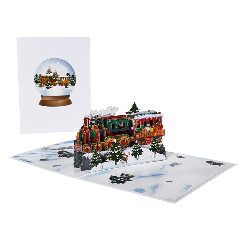Interactive Magical Snowman Christmas Tree Jesus Santa Claus Religious Pop Up 3d Paper Christmas Greeting Card